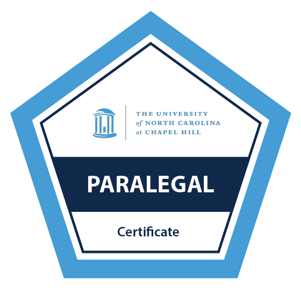 Example of UNC-Chapel Hill digital badge for Paralegal Certificate