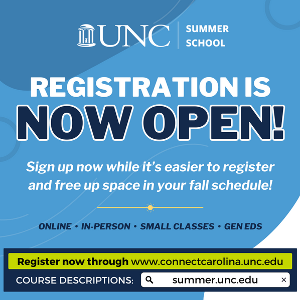 Register now for UNC Summer School!